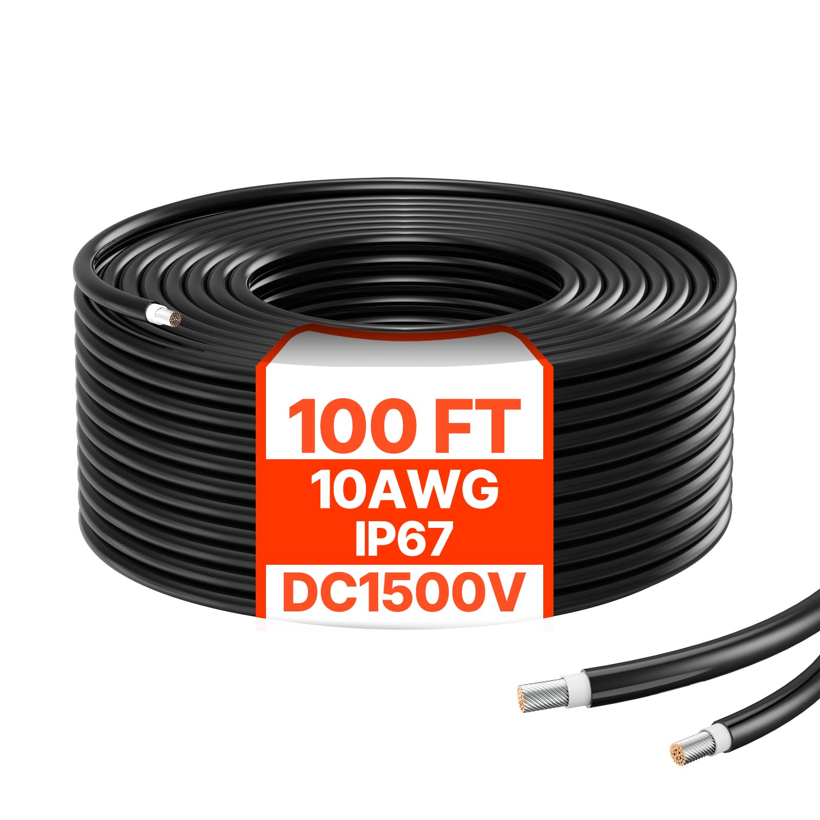 VEVOR Kabel przedłużający do panelu słonecznego 10 AWG, kabel przedłużający 6 mm², IP67, wodoszczelny kabel PV do modułów solarnych w domu, na statkach i w przyczepach kempingowych, czarny