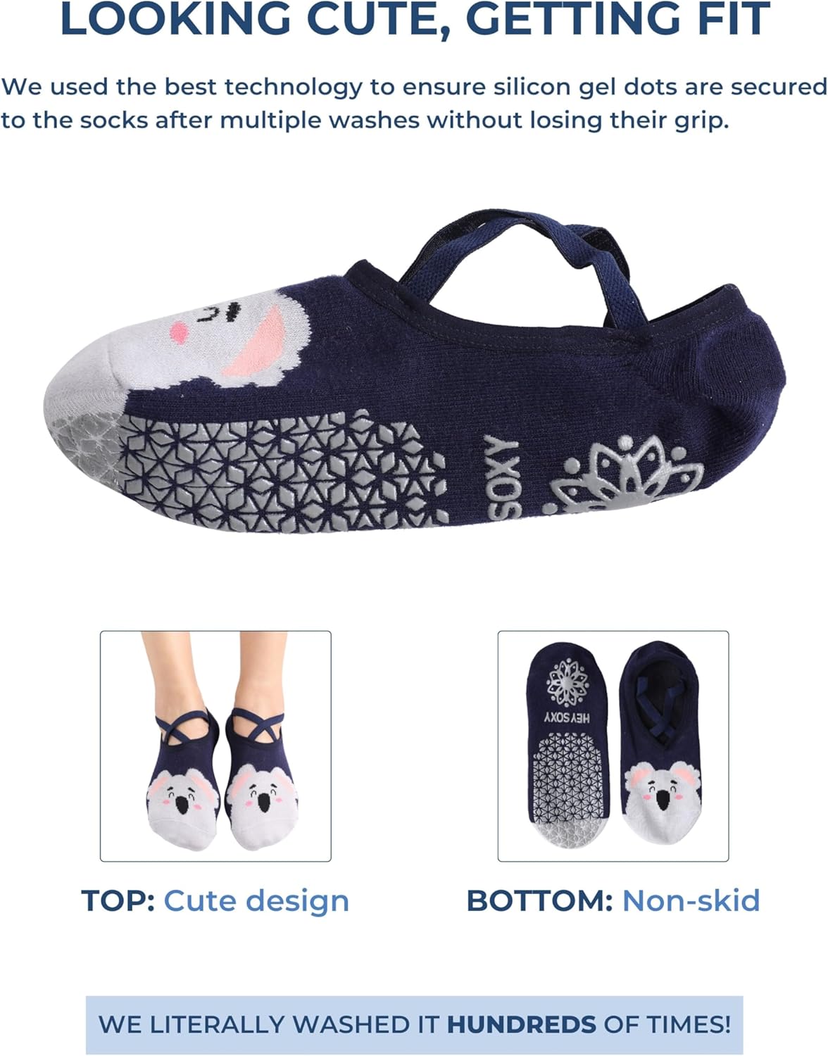 Non-Slip Socks Yoga Barre Pilates Hospital Maternity Sock w/Grips for Women Men - Image 3