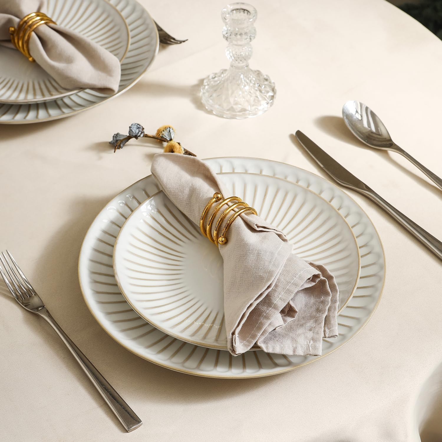 Stone Lain Linea 24-Piece Dinnerware Set Stoneware, White