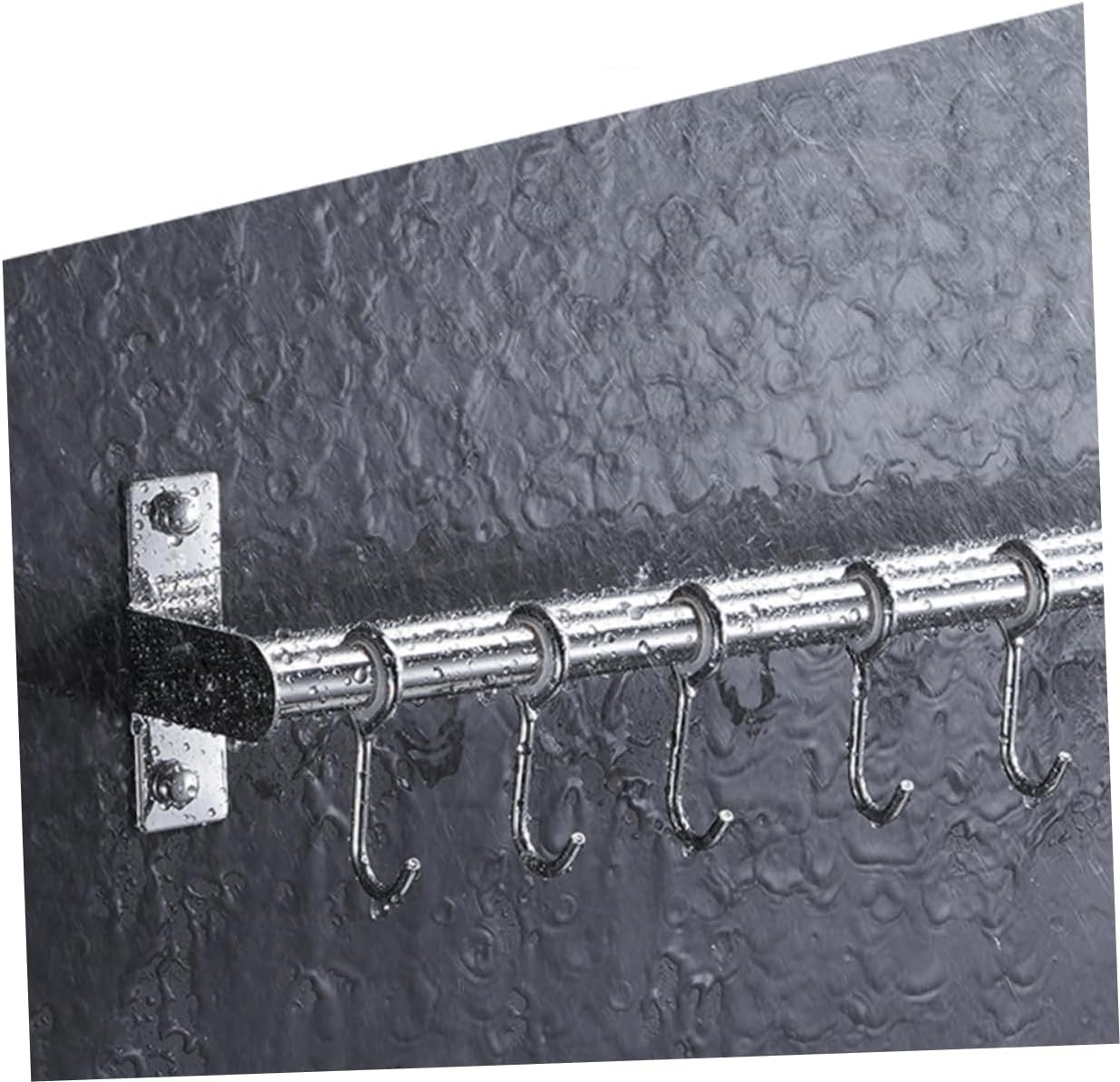 Multifunctional Stainless Steel No-Punch Wall Hanger for Kitchen and Bathroom Easy to Install Hooks Rack for Organizing Towels Utensils and More Silver Hooks