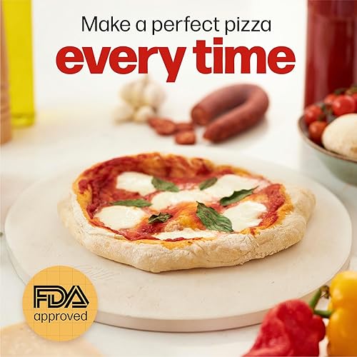 Miniatura 8 de HANS GRILL PIEDRA PARA PIZZA  Piedra circular para pizza para hornear en horno y asar en parrilla con pala de madera incluida  Piedra de cocina de