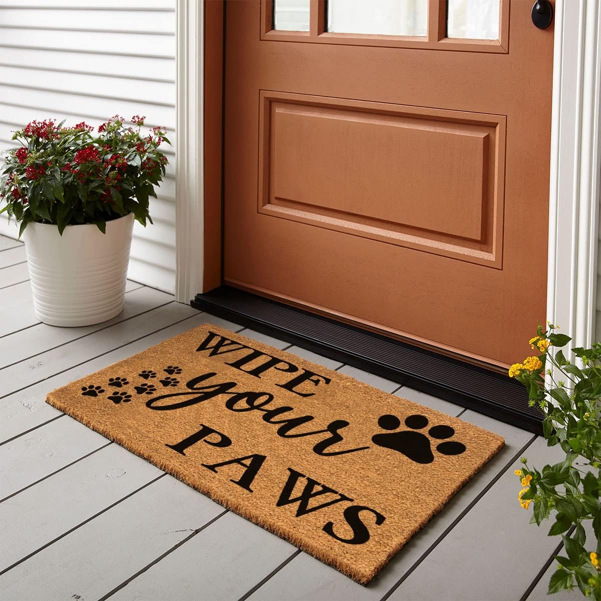 Funny Coir Doormat - Wipe Your Paws Front Door Mat - Entryway & Outdoor Mat - Heavy Duty Welcome Mat - Natural Coconut Brown - House Warming Gift - Outdoor Decor - 23.7x15.7 inch