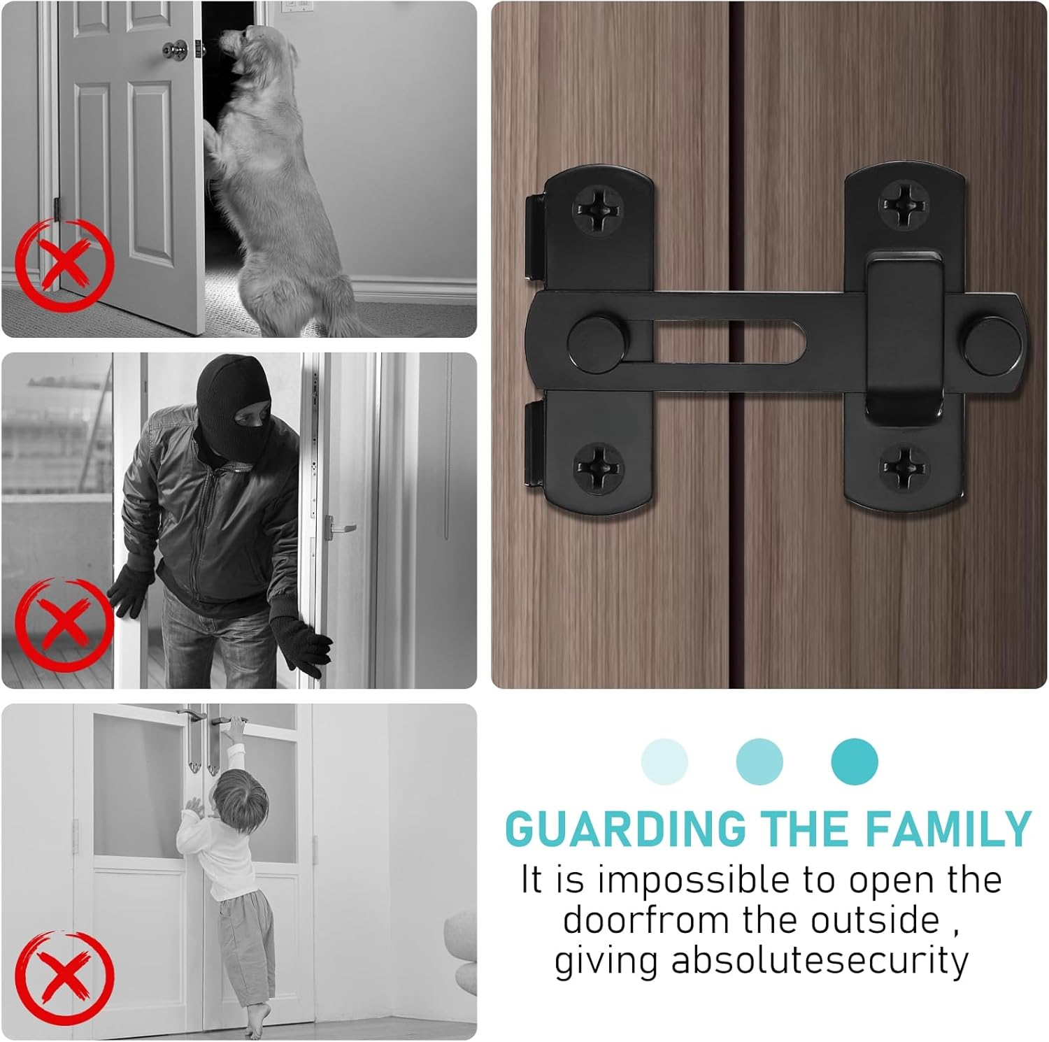 4pcs 180° Degree Flip Sliding Barn Door Locks and Latches,Sliding Barn Door Locks,Black Gate Latch Bolt Buckle Lock for Barn Door,Pet Door,Bathroom,Garage,Window,Sliding Door Lock (Black, 4INCH-4PCS)