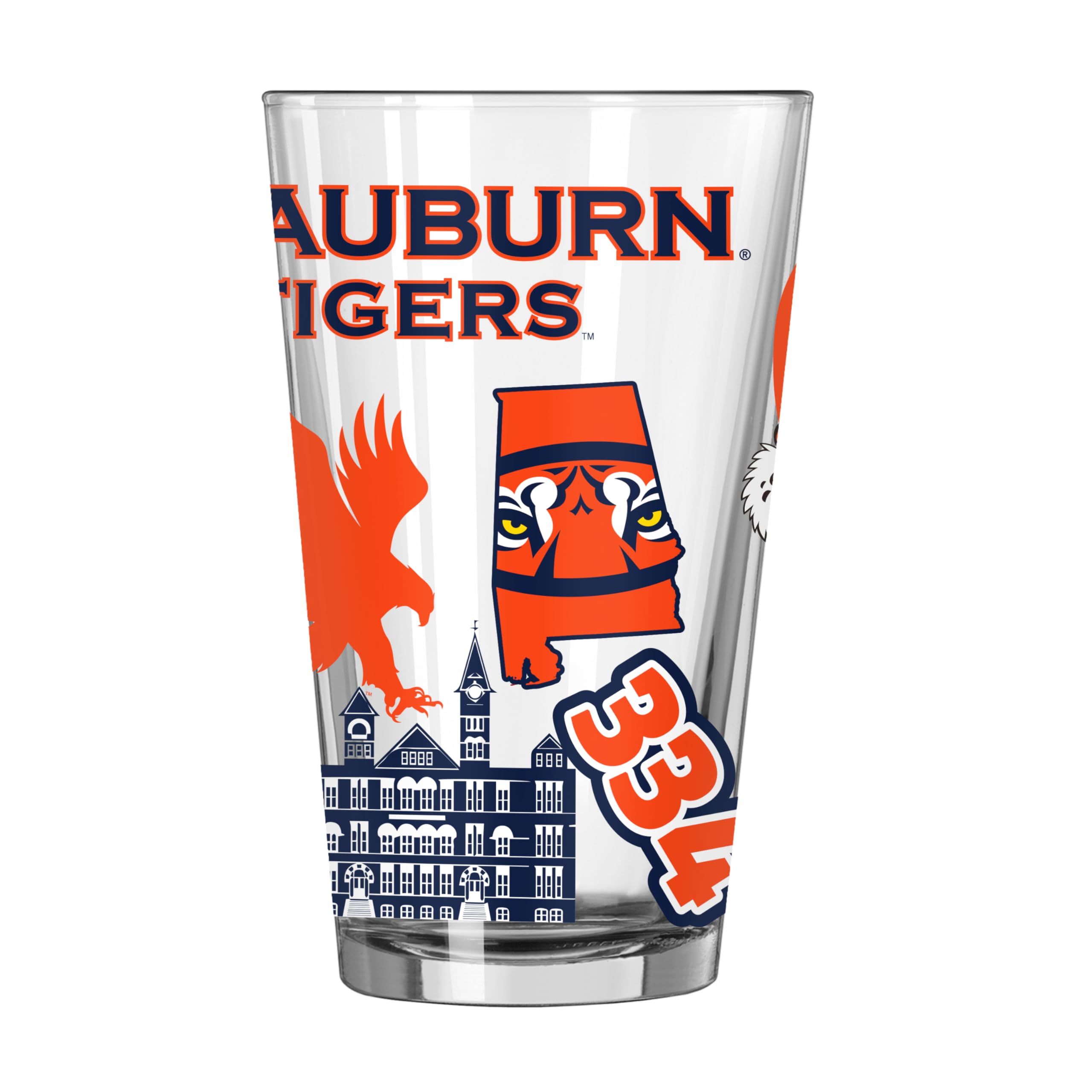 Logo Brands NCAA 16 oz Pint Glass - Durable Glass With Bold Team Color– Chip-Resistant Rim Drinkware For Fans, Tailgates, Home Bars &amp; Everyday Use