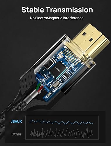 Miniatura 7 de JSAUX Cable HDMI 2.1 de 10 pies, paquete de 2 unidades de 48 Gbps 8K y 4K de ultra alta velocidad (8K 60Hz 7680x4320, 4K 120Hz) eARC HDR10 HDCP 2.2