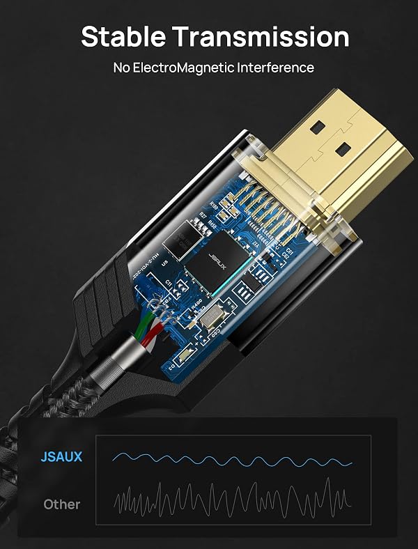 JSAUX 10K HDMI 2.1 Cables 6FT 2-Pack 48Gbps 8K & 4K Ultra High Speed Cords(8K@60Hz 7680x4320, 4K@120Hz) eARC HDR10 HDCP 2.2 & 2.3 3D, Compatible with PS5/PS4/X-Box/Roku TV/HDTV/Blu-ray/LG/Samsung QLED by JSAUX - Used condition - Image 5