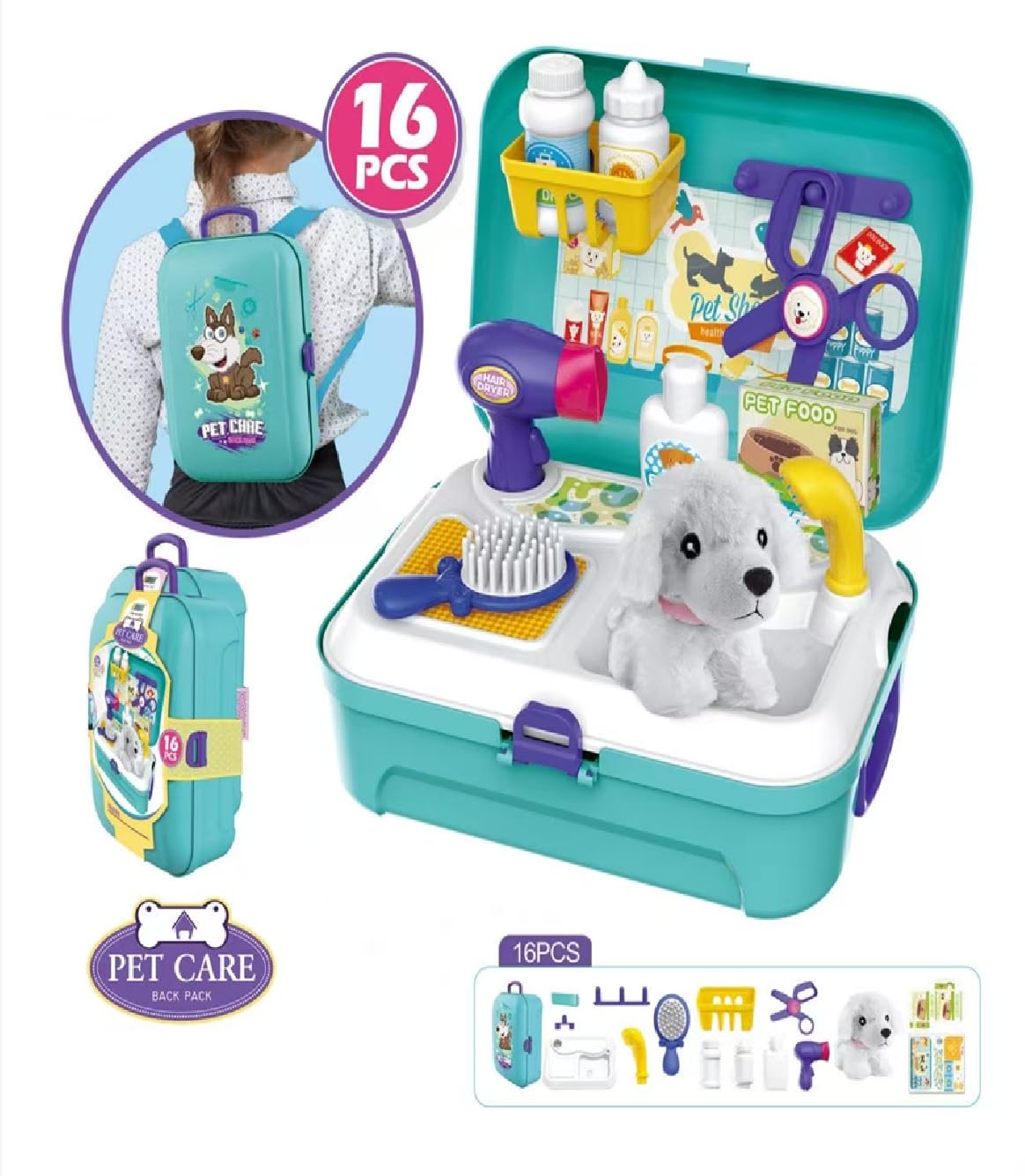 Serena&Jewel Pet Care Play Set Kit for Kids with16 Pcs - Image 3