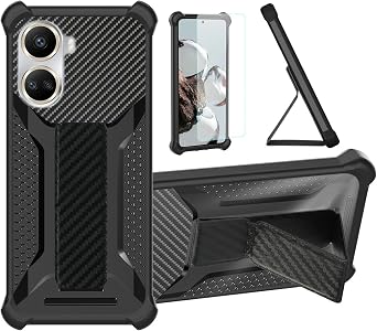 Aroepurt Case for Huawei Nova 10 Se Phone Case Stand Cover [with Tempered Glass Screen Protector] Hybrid Case [Folding Support Magnetic] [Frosted Anti-Fingerprint] Black