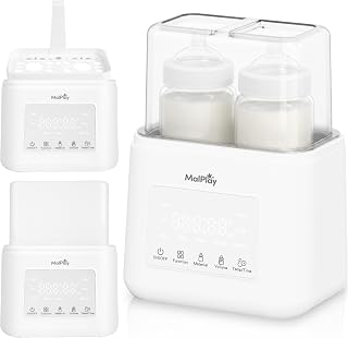 MalPlay Baby Doppel Flaschenwärmer 5in1 230W, Babyflaschenwärmer für 2 Flaschen, Sterilisator, Babykostwärmer, Auftauen, Warmhalten 7h/24h, LED Touchpanel, BPA frei