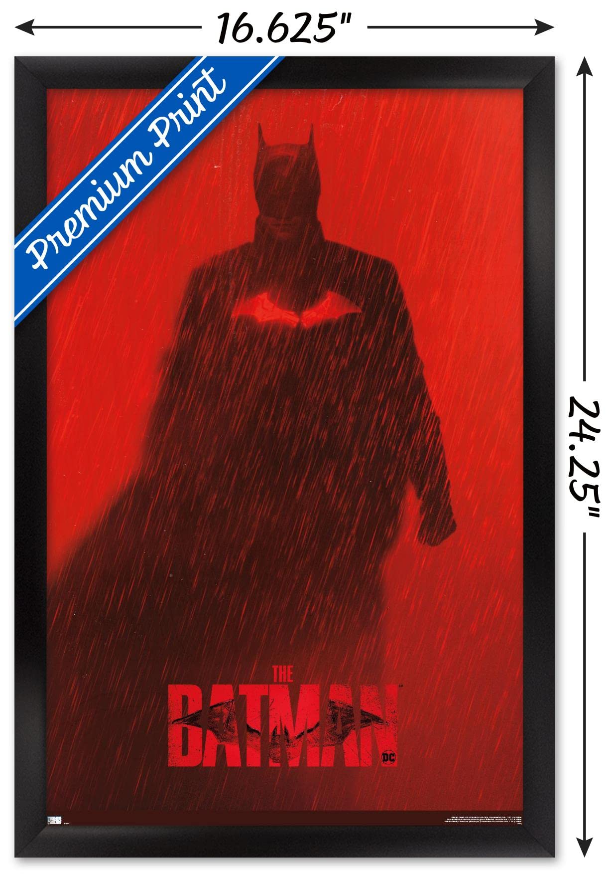 Trends International DC Comics Movie The Batman - Batman Teaser One Sheet Wall Poster, 14.725" x 22.375", Black Framed Version