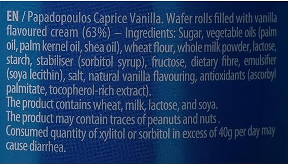 Caprice Papadopoulos Wafers 300g & Crispy Wafer Rolls with Vanilla Cream Filling 250g - Delicious Snack Bundle