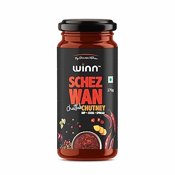 Winn Schezwan Chutney 275g Glass Bottle | Pack of 1 | Chinese Schezwan Sauce | Hot & Spicy - image, photos