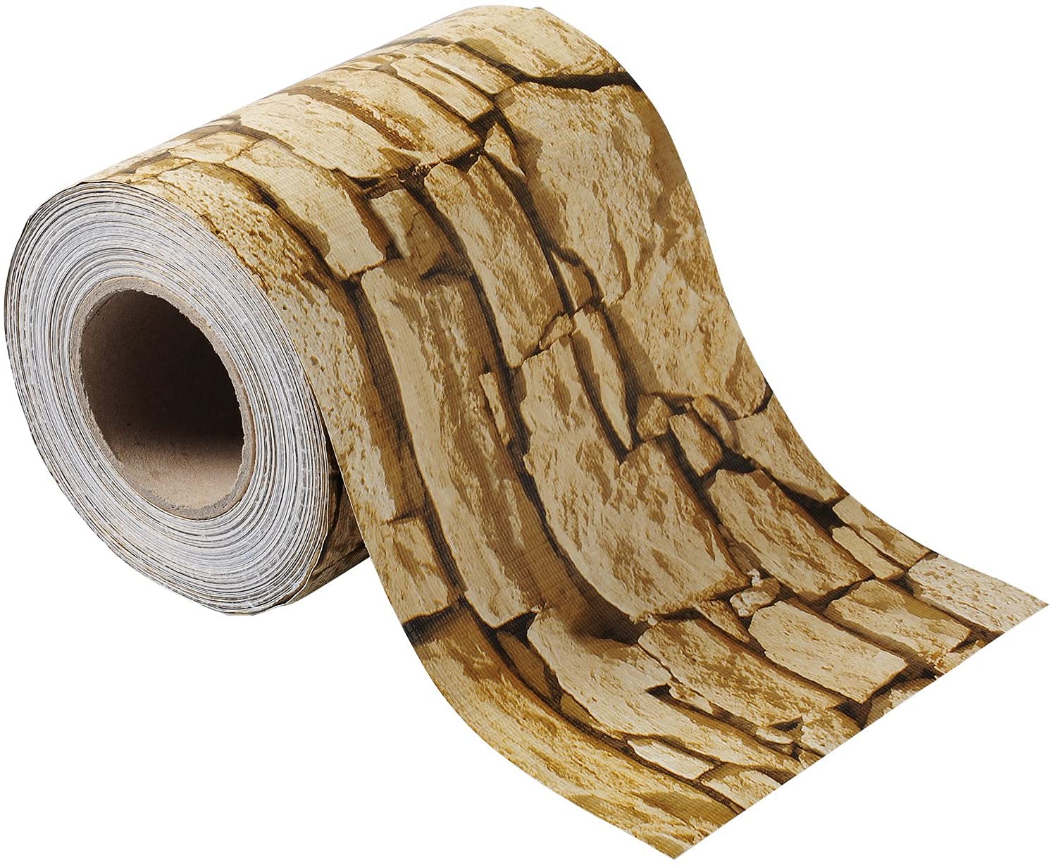 WOLTU Tiras de Pantalla de Privacidad de PVC de 450 g/m², Rollo de Valla Opaca contra el Viento y Sol 19cm x 70m, Valla de Protección para Jardín Balcón Terraza, 50 Tiras de Sujeción, Patrón de Piedra