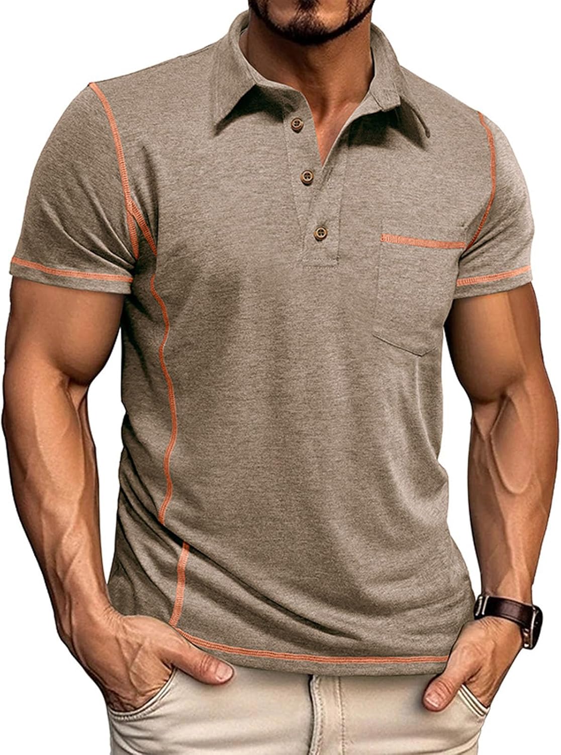 Men's Polo Shirts Basic T-Shirt Casual Tees Short Sleeve Tops Golf Shirts Pocket Buttons