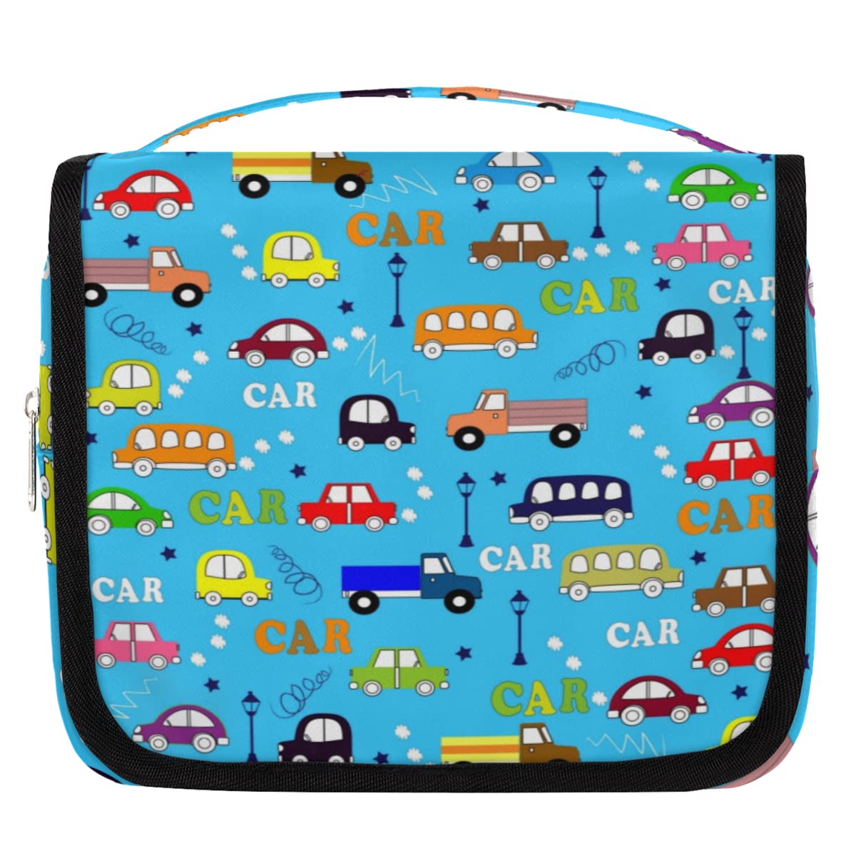 Podróżna kosmetyczka samochodowa kreskówka autobusy myjnia samochodowa torba unisex wiszące przybory toaletowe organizer na kosmetyki, wielobarwny, Jeden rozmiar