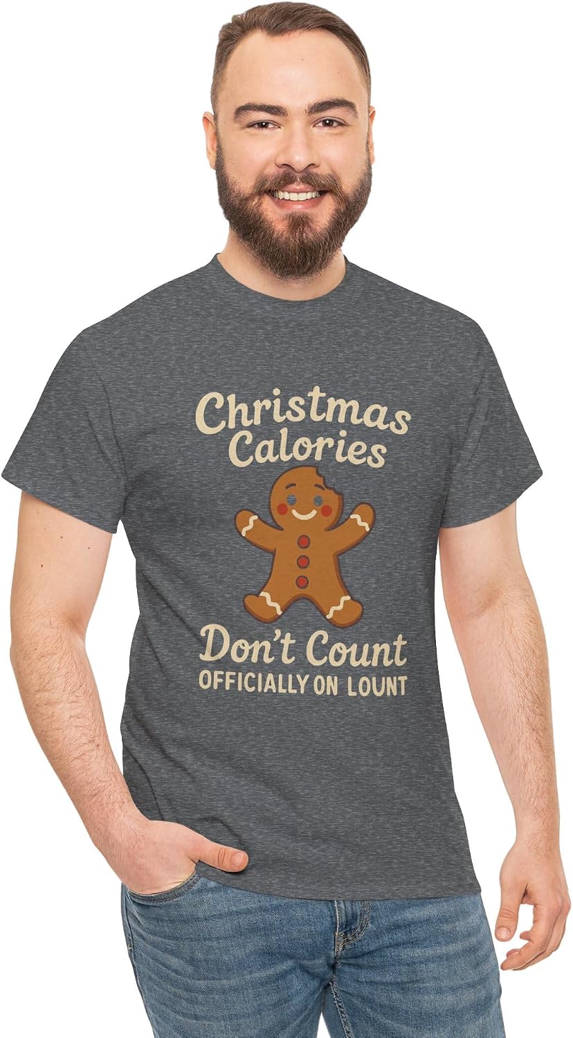 Funny Christmas Calories Don't Count Foodie Holiday Graphic | Gingerbread Man Cookie Wear Graphite Heather