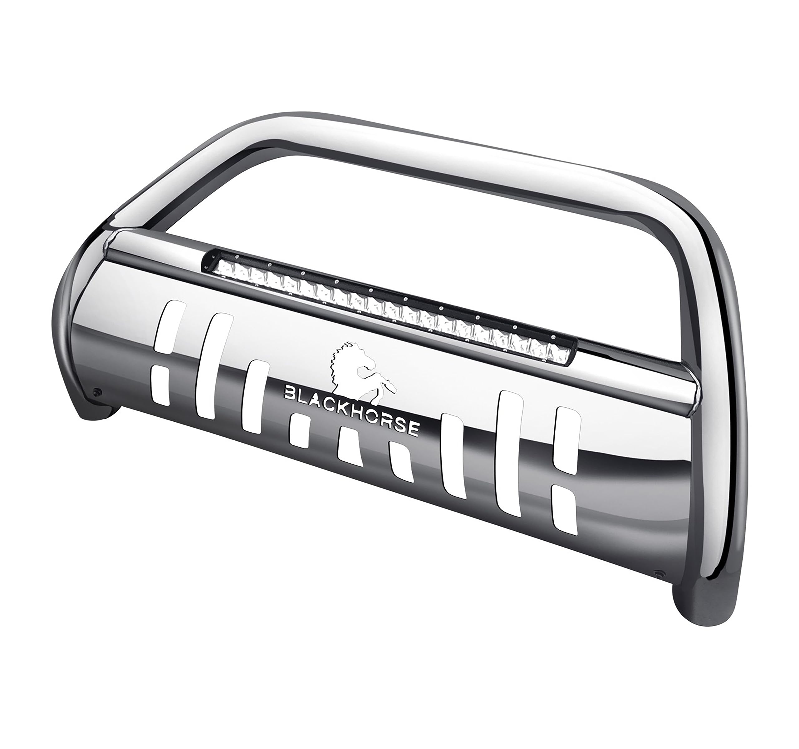 Black Horse Beacon Bull Bar Skid Plate Stainless Steel Compatible with 2008-2022 Toyota Sequoia|2007-2021 Toyota Tundra-BE-TOTUS