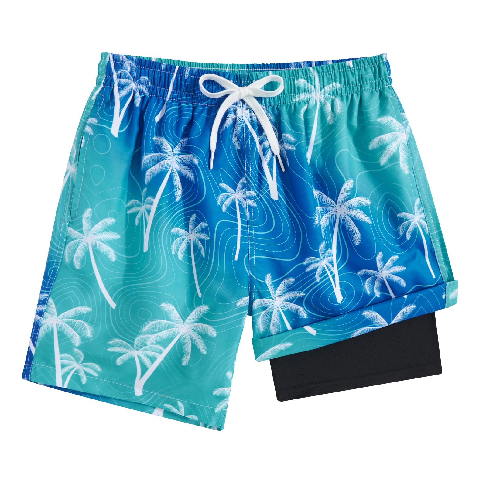 TUONROAD Boys Swim Trunks with Compression Liner Quick Dry Board Shorts with Boxer Brief Lined Bathing Suit 8-20 Years