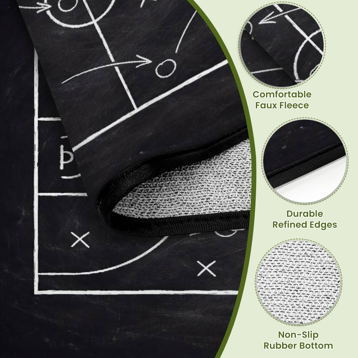 Chalkboard Basketball Court Game Scheme Sport Instruction Blueprint Area Rug Outdoor Patio Rug Play Mat Modern Floor Carpet Non-Slip Home Decor Living Room Kids Bedroom Nursery, 6x9 ft