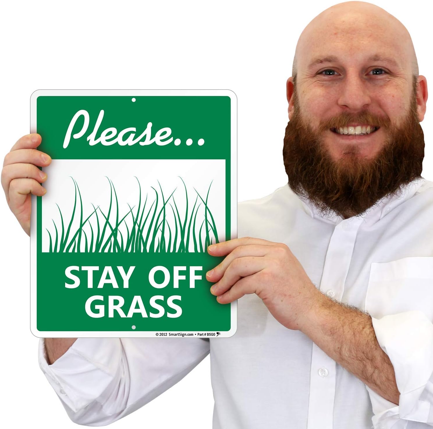 SmartSign "Please - Stay Off Grass Sign" LawnBoss® Sign | 10" x 12" Aluminum Sign With 3' Stake