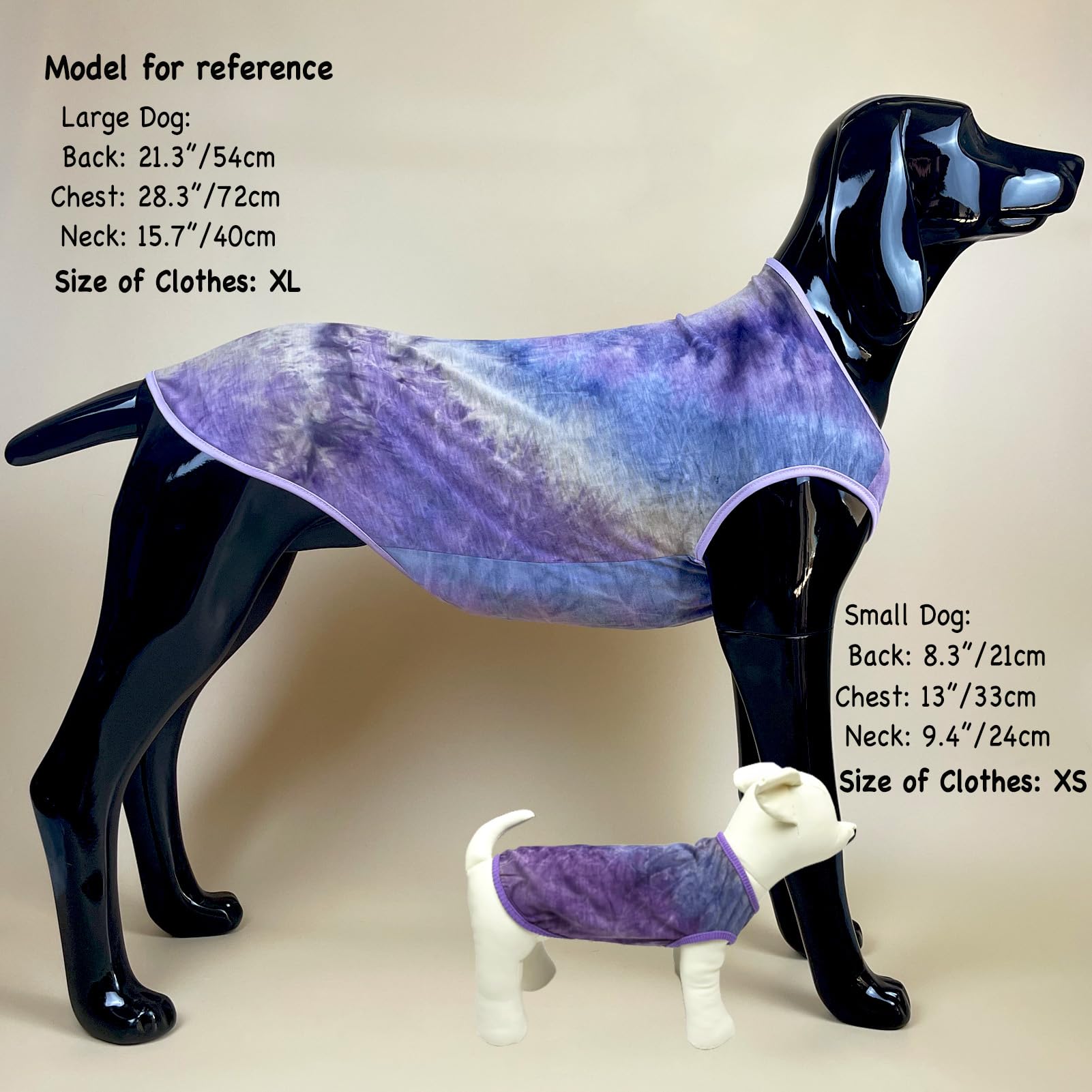 D.E.E Bawełniane koszulki dla psów - tie dye ubrania dla dużych psów, dziewcząt i chłopców (VestPurple, 4XL)