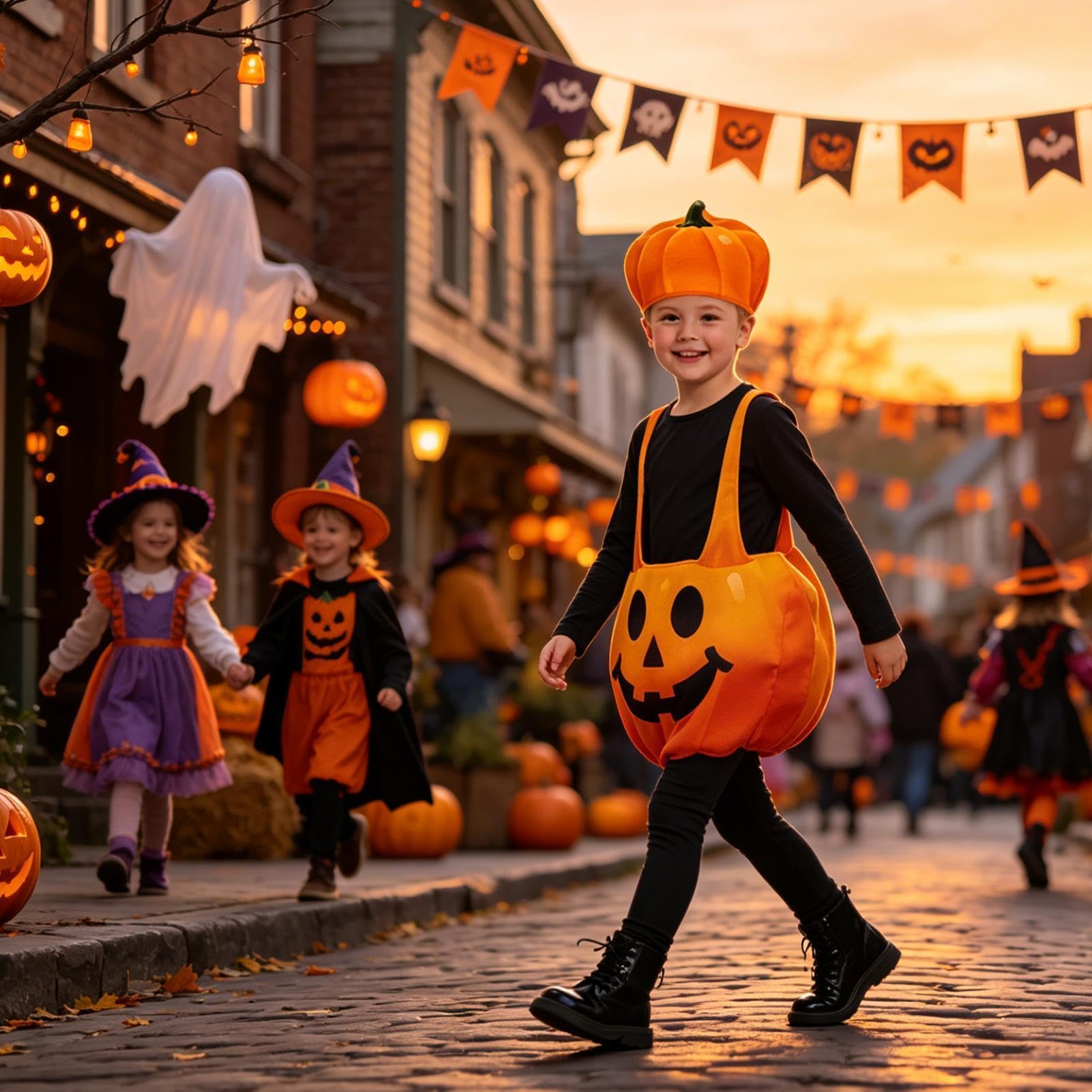 Kostium dyni na Halloween, zestaw do kostiumu, cosplay, kombinezon z