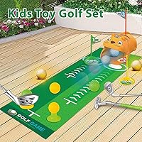 Vista 3 de Upgraded Kids Toy Golf Set with Tiger Automatic Golf Returner, Led Light Up Golfballs, 3 Clubs, Putting Mat, 3-5 Toddler Mini Golfs Games, Indoor