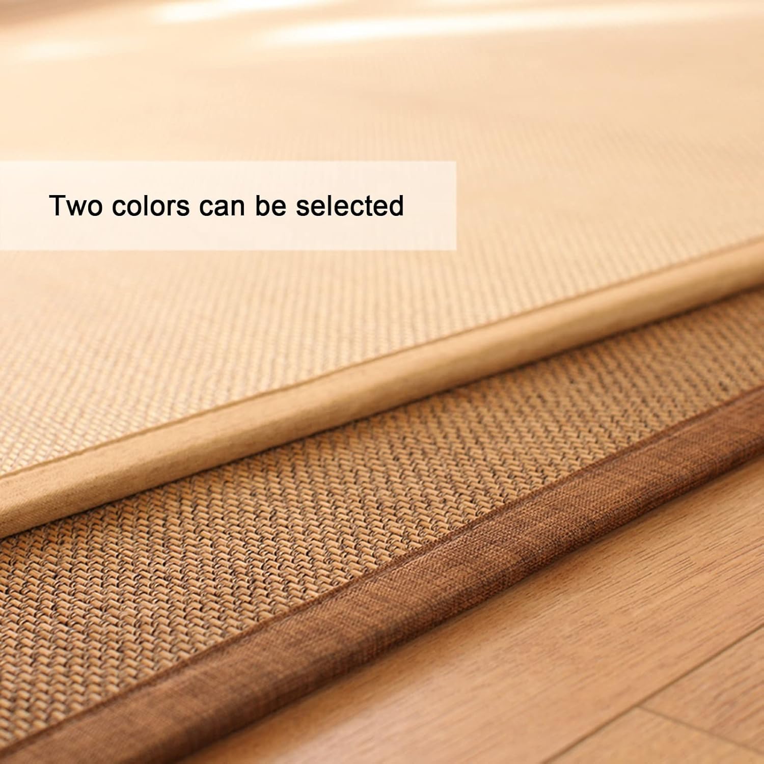 Natural Bamboo Woven Carpet Bedroom Corridor Soft Non-Slip Mat Manual Edging Crawling Mat Thickened Sponge Customizable (Color : Beige Size : 150x200cm) (Beige 90x180cm)