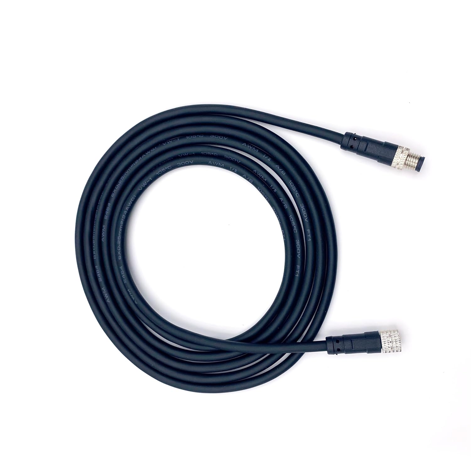 M8 6 Pins Male to Female Connector, A Code Straight Molding Female to Male Aviation Sensor Electrical PVC Cable 30V 1.5A AC/DC Industrial Molded Cable 10M AWG22（10 Meter）