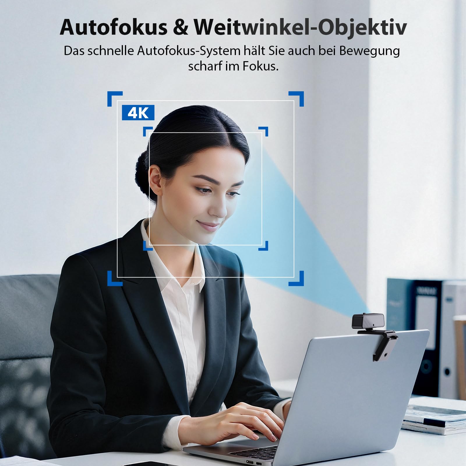 Kamera internetowa 4K z mikrofonem – kamera UHD PC z USB A, czysty dźwięk stereo, automatyczna korekcja światła, automatyczna korekcja światła, kamera internetowa USB, do strumieniowego