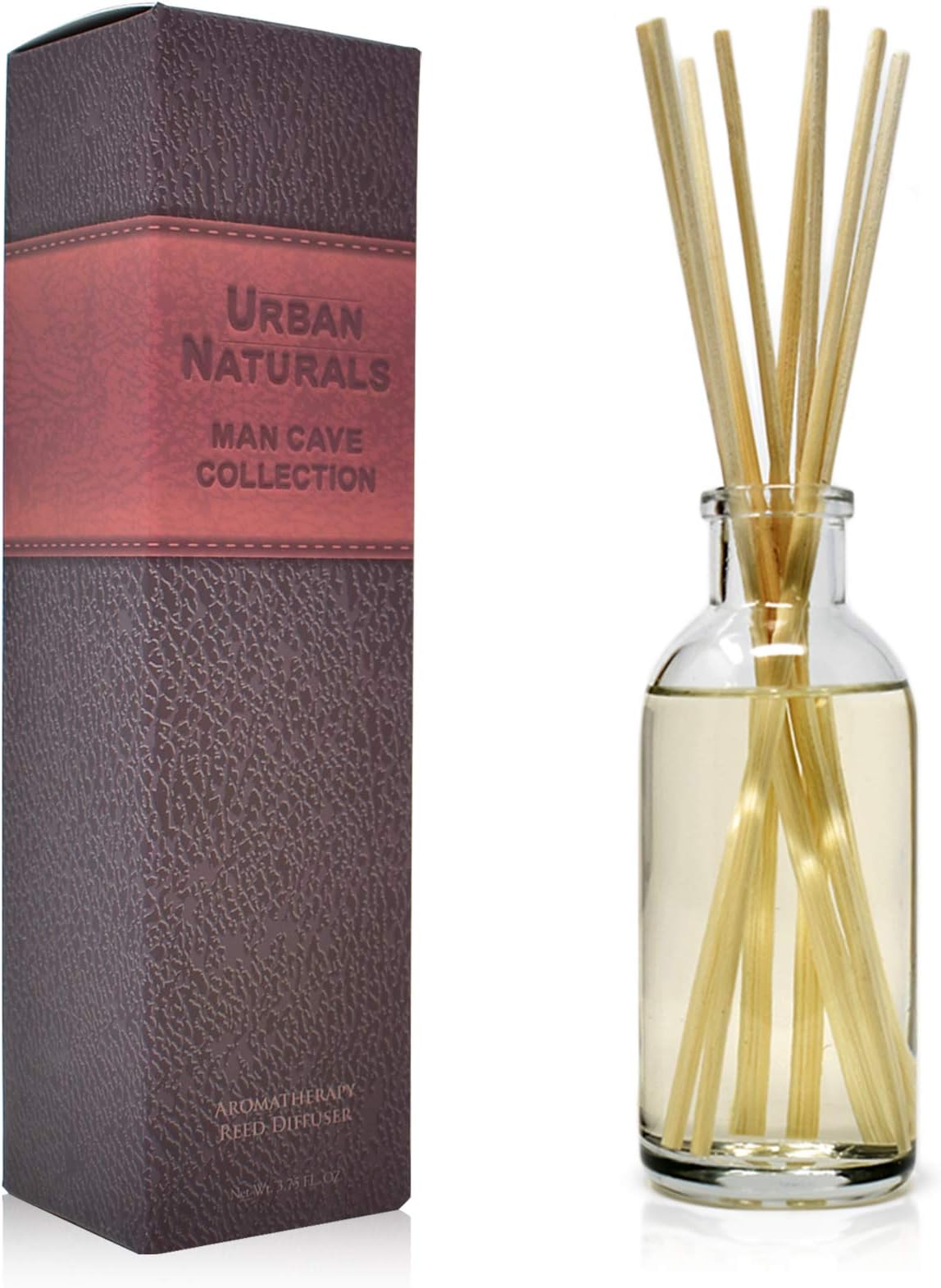 Urban NaturalsLeather Mahogany Reed Diffuser Oil Set with Reed Sticks โ Masculine Blend of Smoky Bergamot, Leather, Spice, Amber and Wood - Made in The USA