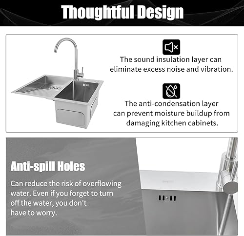 Miniatura 6 de Fregadero de lavandería de 2 lavabos para el hogar con lavabo con tabla de lavar y grifo, fregadero de acero inoxidable para lavanderías, baños,