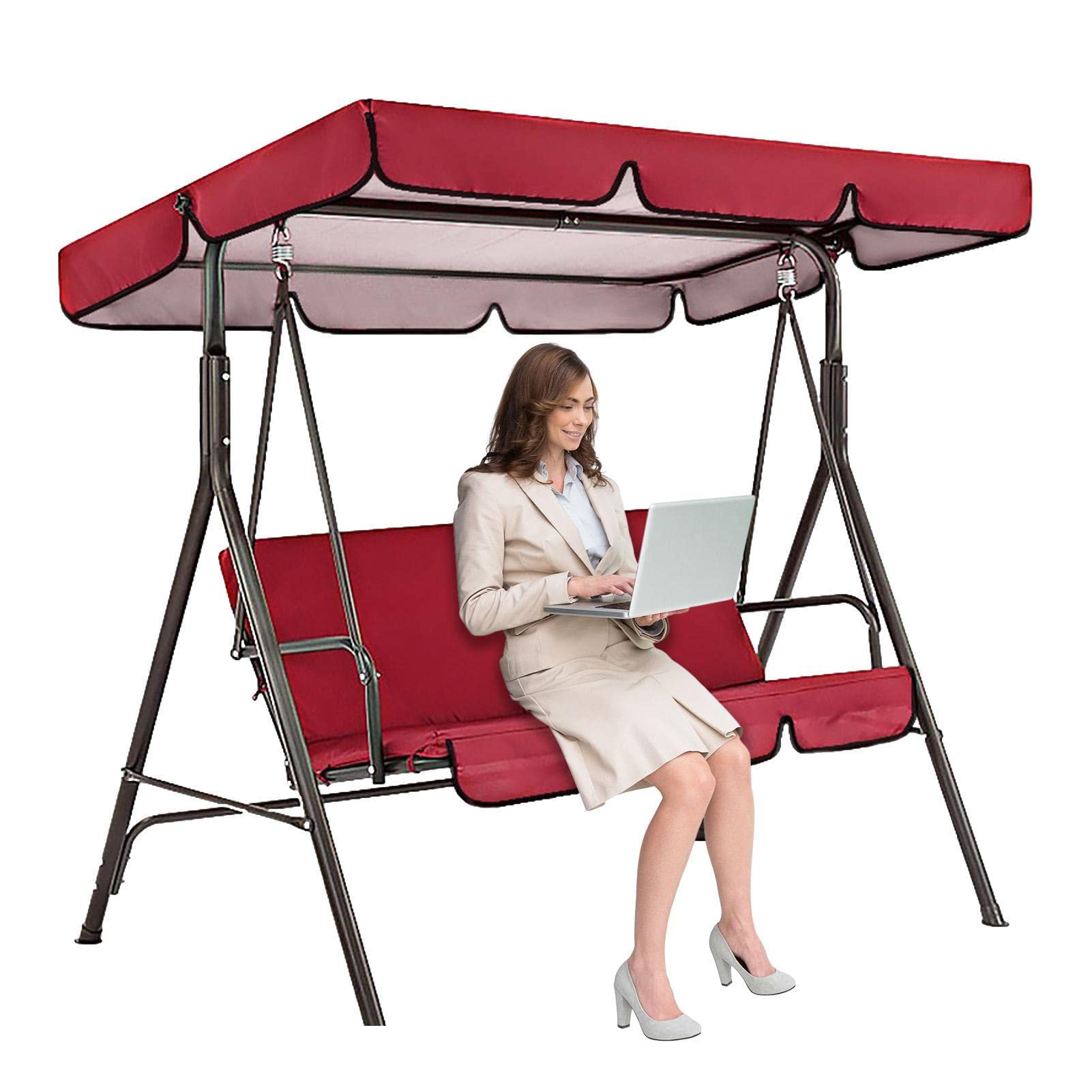 Set di cuscini per dondolo da giardino a 3 posti, baldacchino resistente alle intemperie per il relax del patio e del cortile, comodi cuscini di ricambio