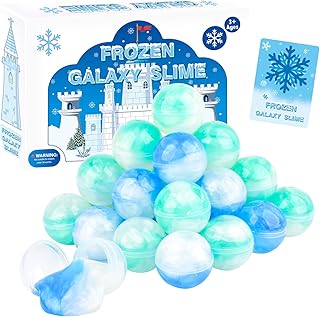 24 Pack Frozen Slime Party Favors, for Kids Ice Slime Ball Snowflake Putty Toy Valentines Day Christmas Easter Goodie Bag Stuffer Classroom Reward for Girls Boys Stretchy Non-Sticky Stress Relief