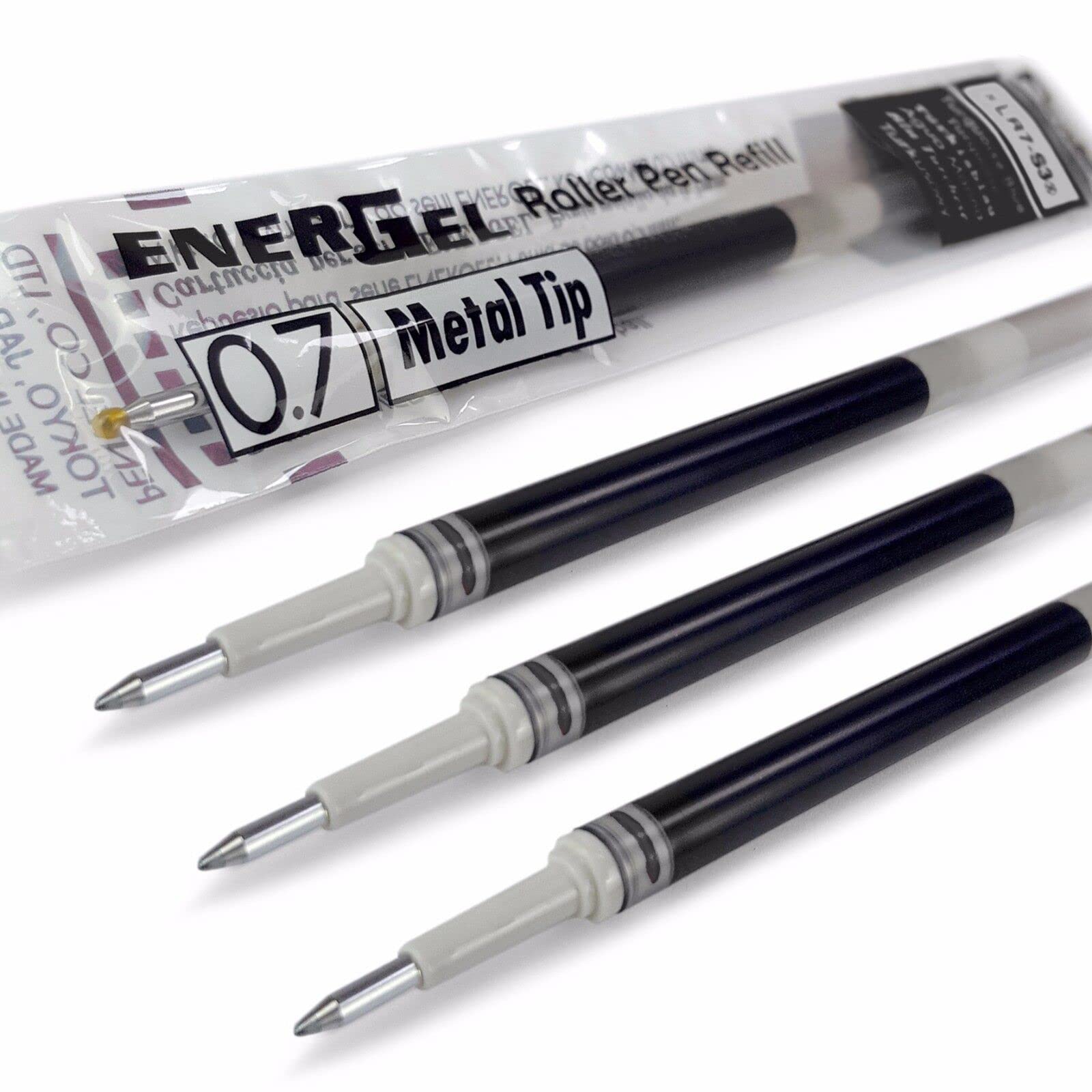 4 x PENTEL Energel 0.7mm Refill Metal Tip LR7 - Fits Energel Xm, BL77/BL57/BL37 - BLUE