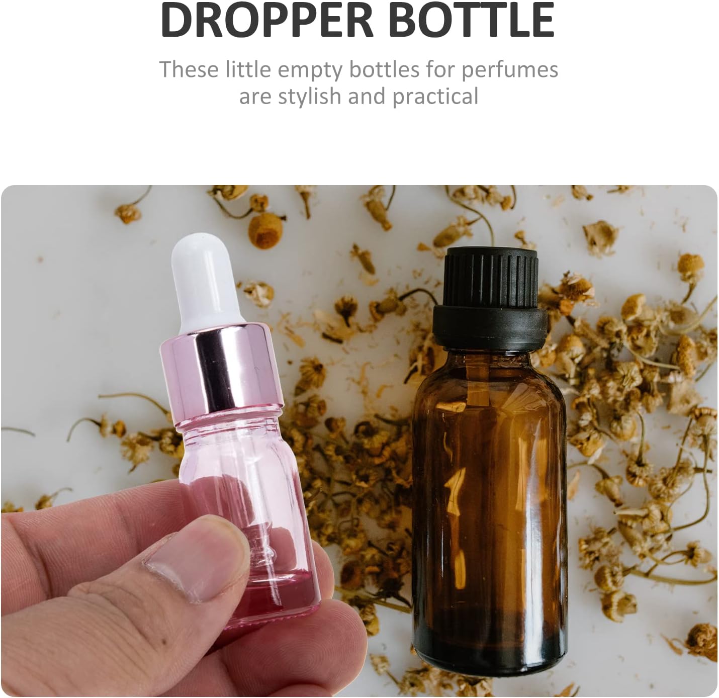 Beavorty Glass Dropper Bottles 5ml Essential Oil Bottles Rose Gold Small Glass Containers