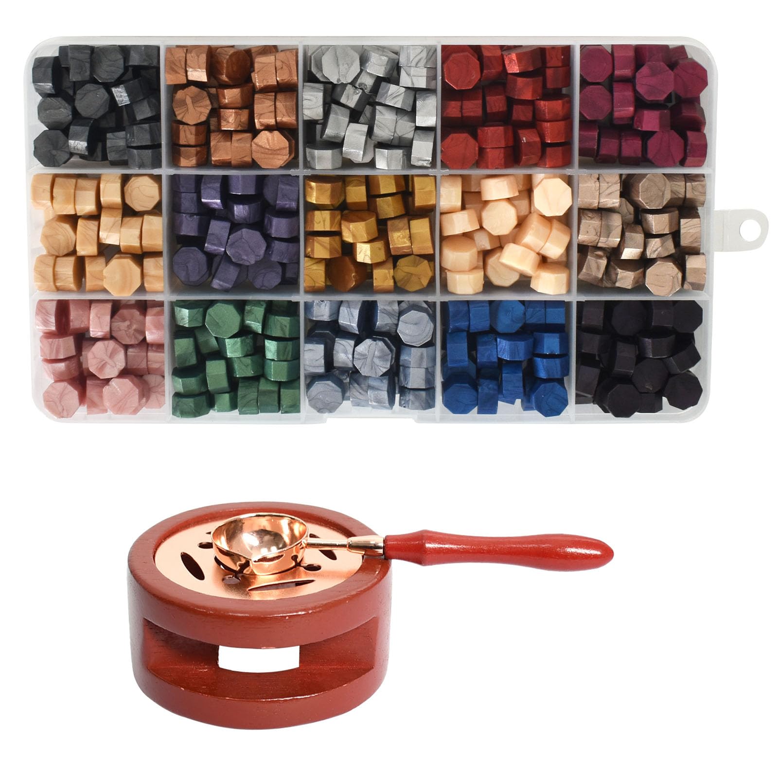 Ensemble de Tampons de Cire, 375 Perles Octogonales, 15 Couleurs, Chauffant, pour Mariage, Enveloppe, Cadeaux