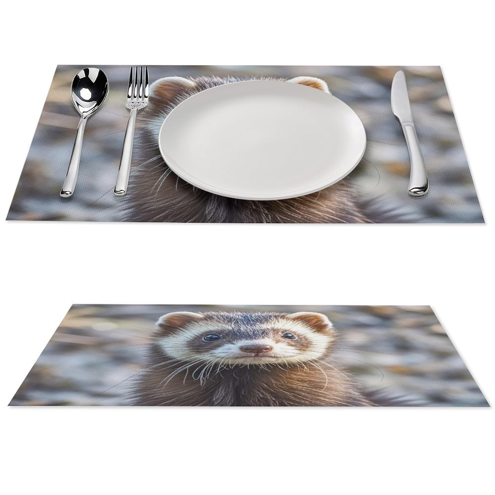 Set de table cuisine lavable antidérapant lot de 6 tapis de table PVC résistant chaleur furets