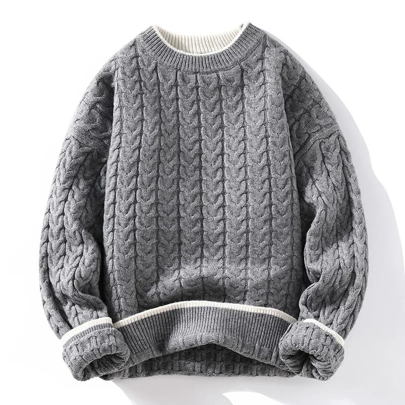 Autumn Winter Men's Warm Knit Pullovers O-Neck Patchwork Casual Knitted Sweater Men Korean Sweaters4