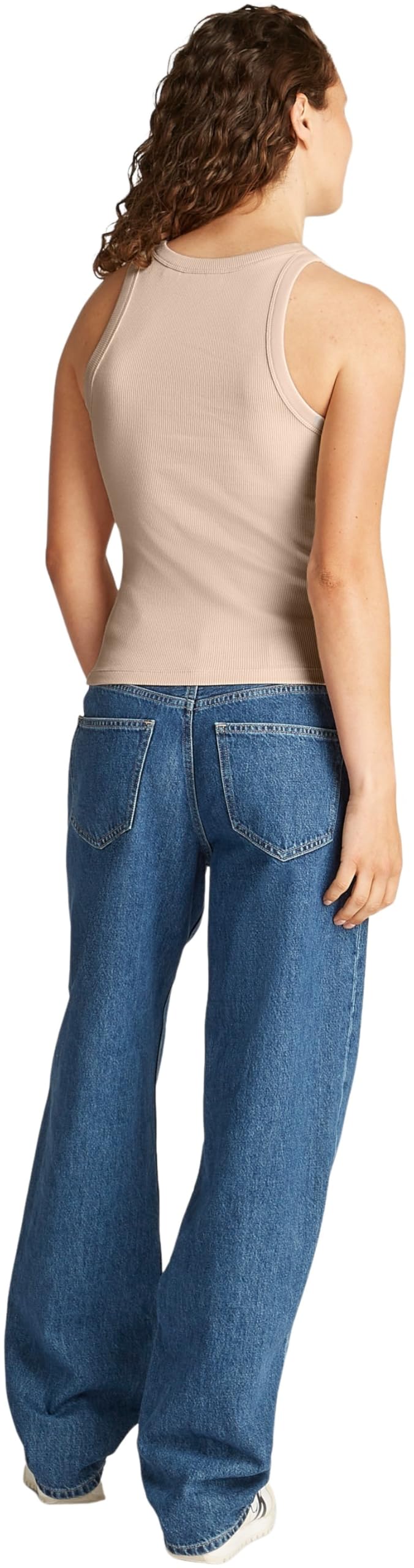 Calvin Klein Damen Tank Top Monologo Rib Skinny Fit, Beige (Brazilian Sand), XXS – Ansicht 2