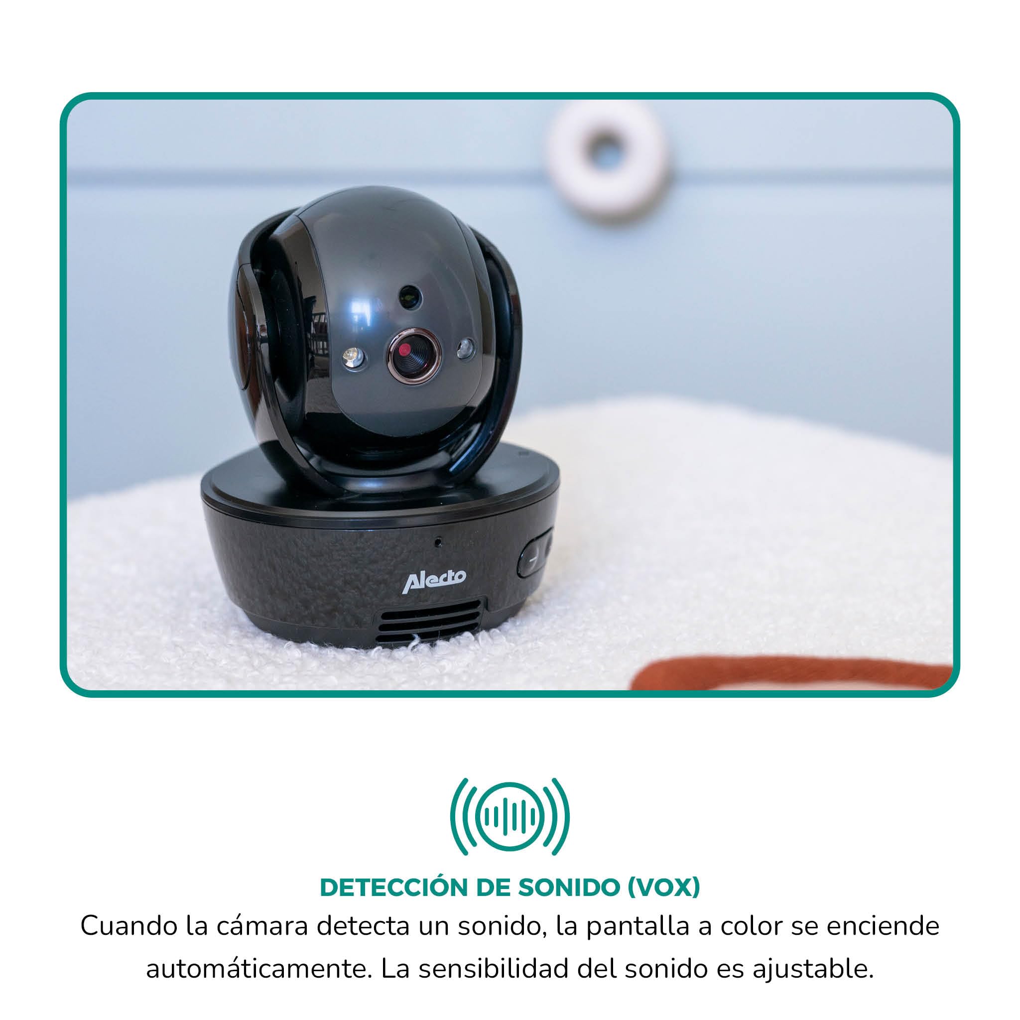 Alecto DVM200MBK Vigilabebés inalámbrico con cámara controlable - Vigilabebés 100% libre de interferencias - Monitor de bebé para interiores con visión nocturna y alto alcance de hasta 300 metros - 11