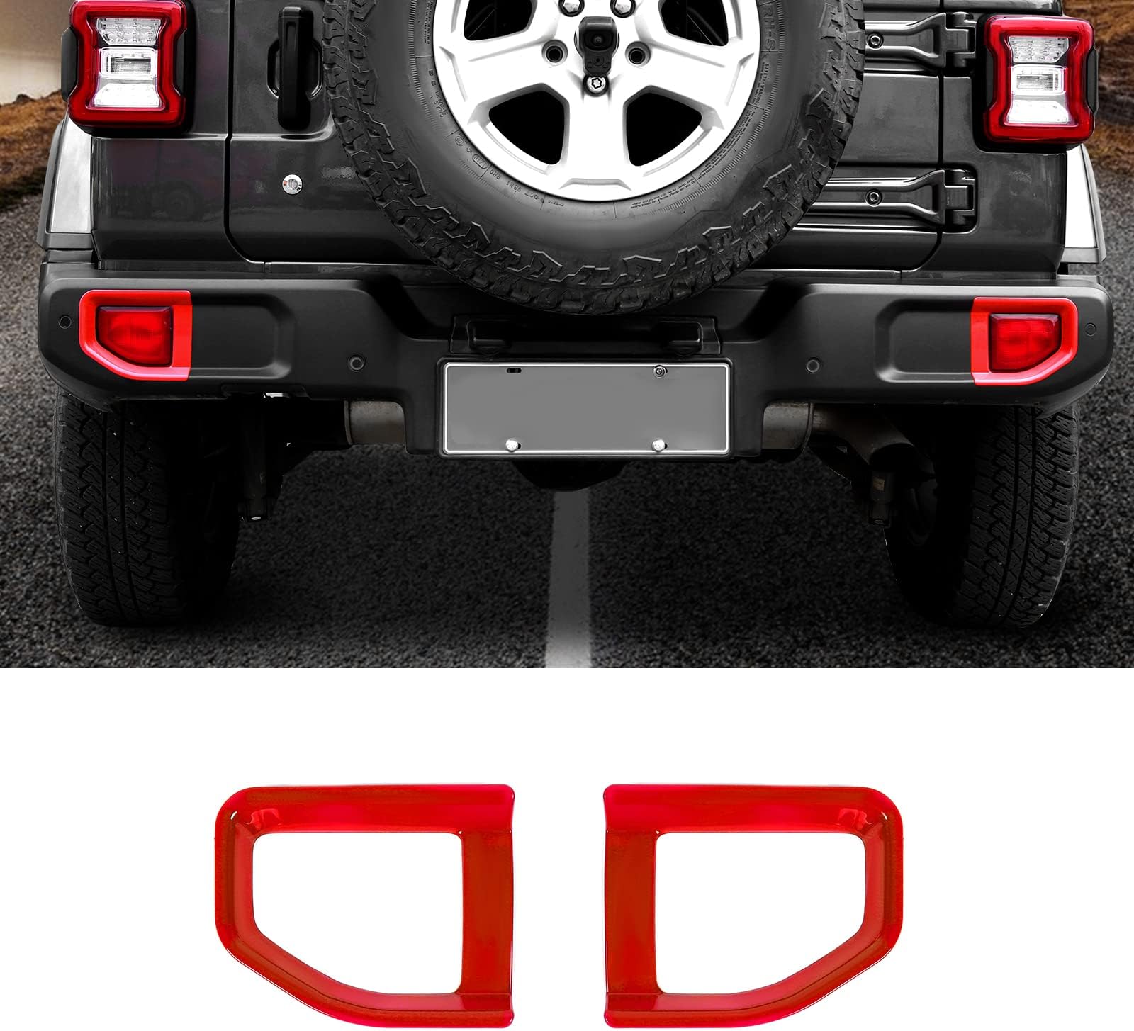 Rear Bumper Fog Light Cover Trim Fit for Jeep Wrangler JL JLU 2018-2024+(Red)