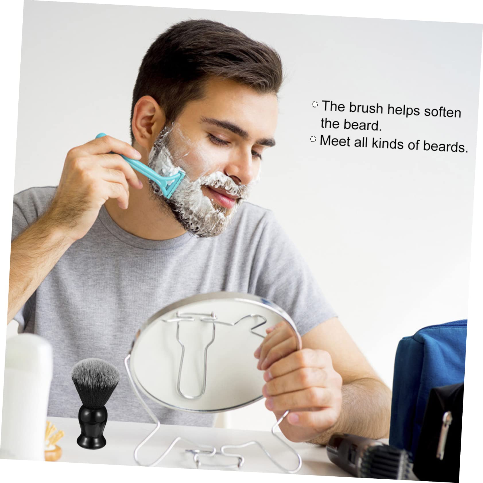 BESTYASH Double Colored Nylon Beard Brush with Handle Practical Beard Cleaning Tool for Men Easy to Clean and Travel Friendly Grooming Supply