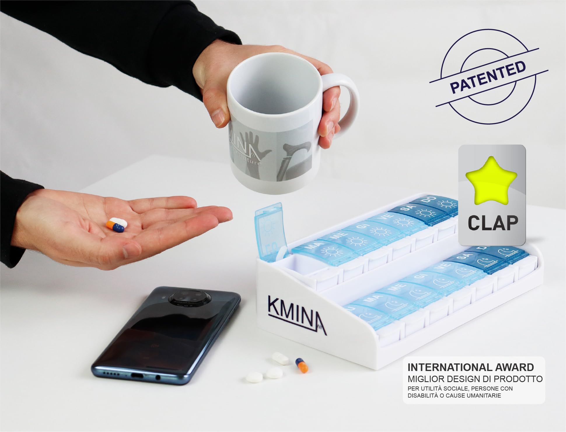 KMINA - 7 dni tygodniowy na tabletki, rano, włoski, duża pojemność, opatentowany