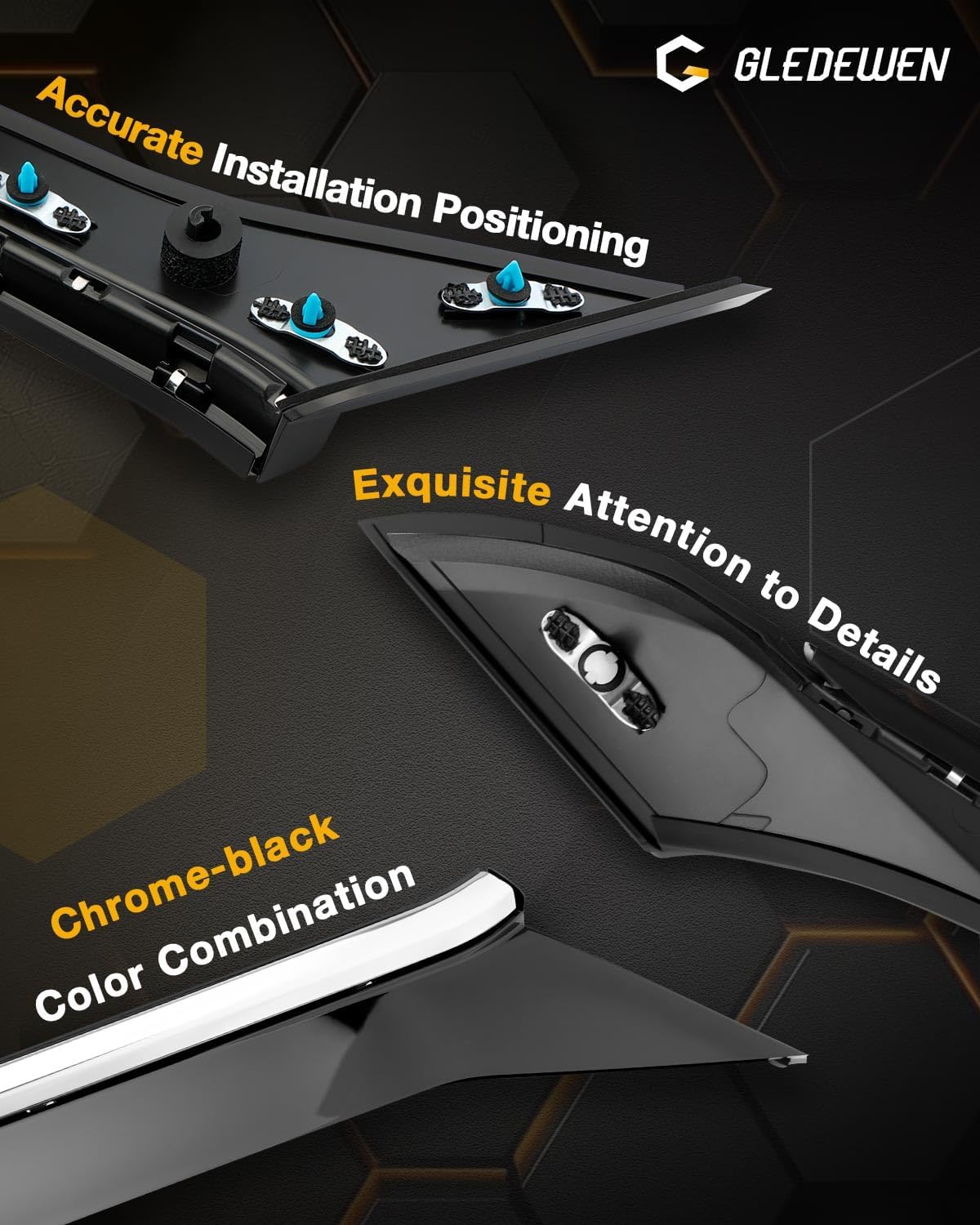 Rear Quarter Panel, Compatible with 2016-2021 Nissan Maxima, Left Driver & Right Passenger Side, Rear Door C-Pillar Exterior Molding, Outer Windshield Trim, Replace#78873-4RA0A 78872-9DD0A 78873-9DD0B