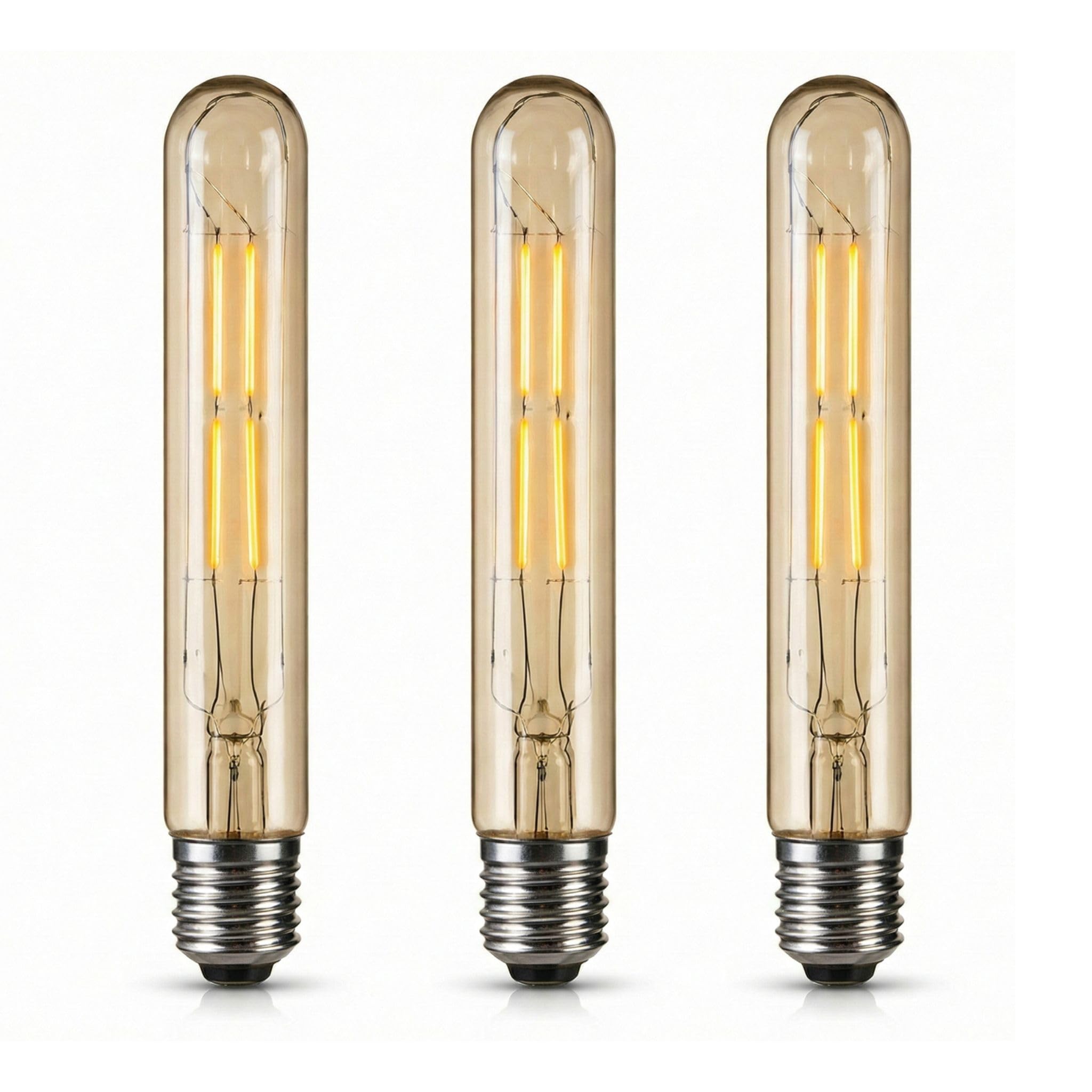 LEDSone LED E27 Edison Light Bulb, T185 4W (40W Equivalent) DIMMABLE LED Filament Warm White 2700K Amber 450LM | Vintage Style185mm Tubular Screw Energy Saving Light Bulb (Pack 3)