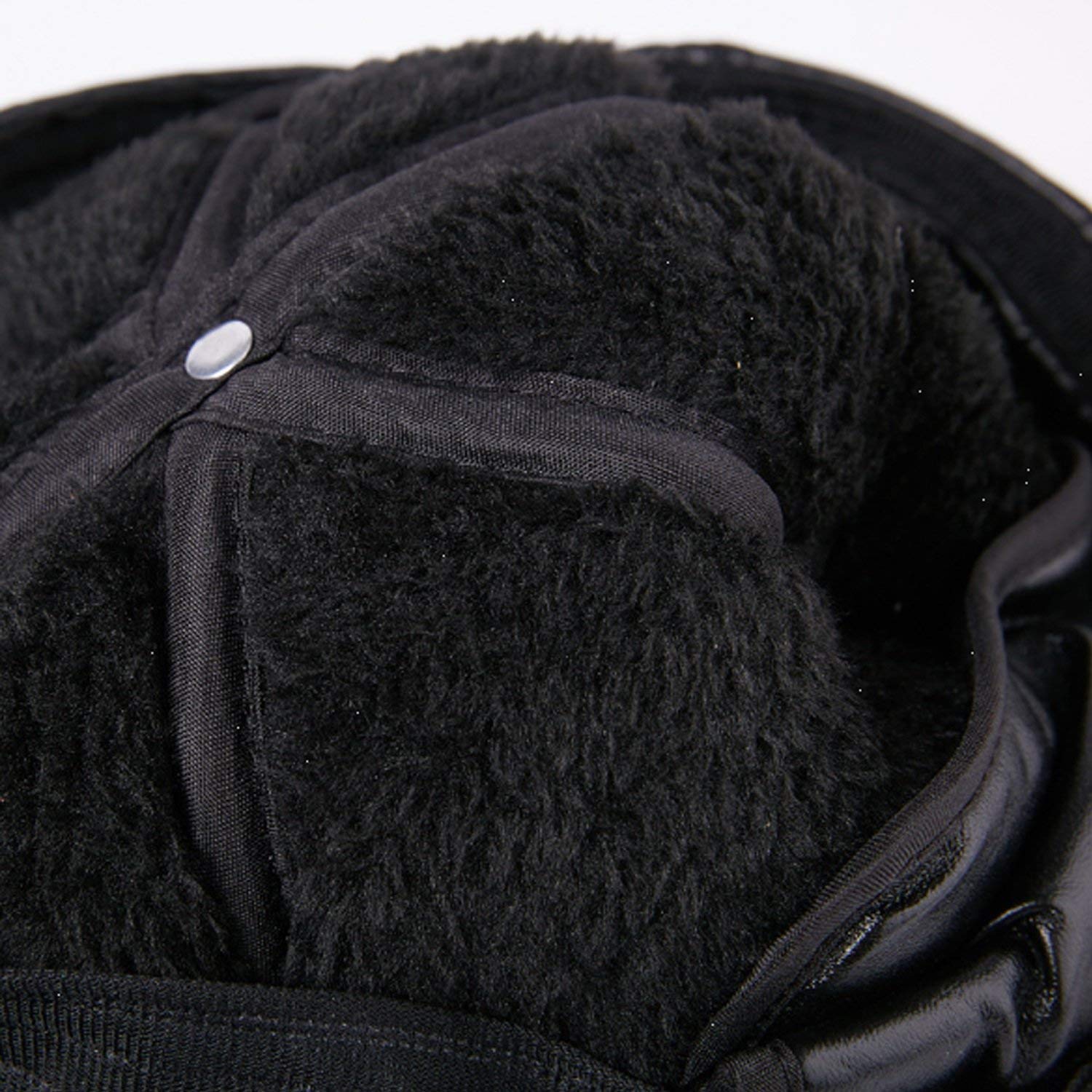 Sombrero de Moda de Cuero de Piel de Invierno de Piel de Invierno Al Aire Libre Más Terciopelo Grueso, Mejor Comodidad/Black/Large