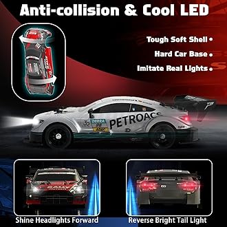 Sakeye 1/16 RC Drift Car, Remote Control Drift Cars for Adults, 4WD 2.4GHz RC Cars High Speed Racing Car Toys Silver with Lights Rechargeable Batteries Toy Car for Kids Boys