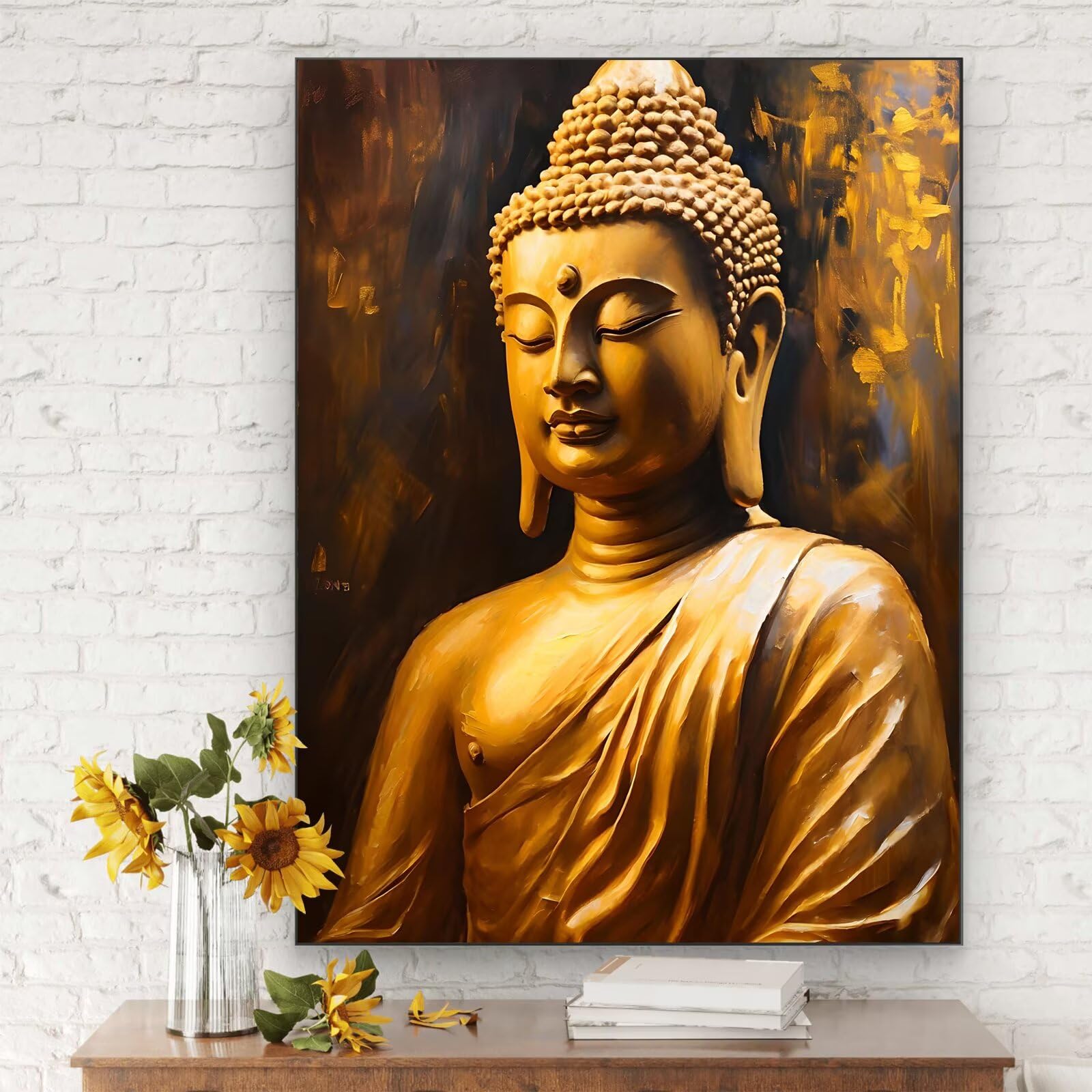 Pomaluj według numerów statua, 90x120 cm malowanie według numerów Zen dla dorosłych, bez ramy, zestaw do malowania olejnego na płótnie z 3 pędzlami, Pigment akrylowy, farba według numerów dekoracja
