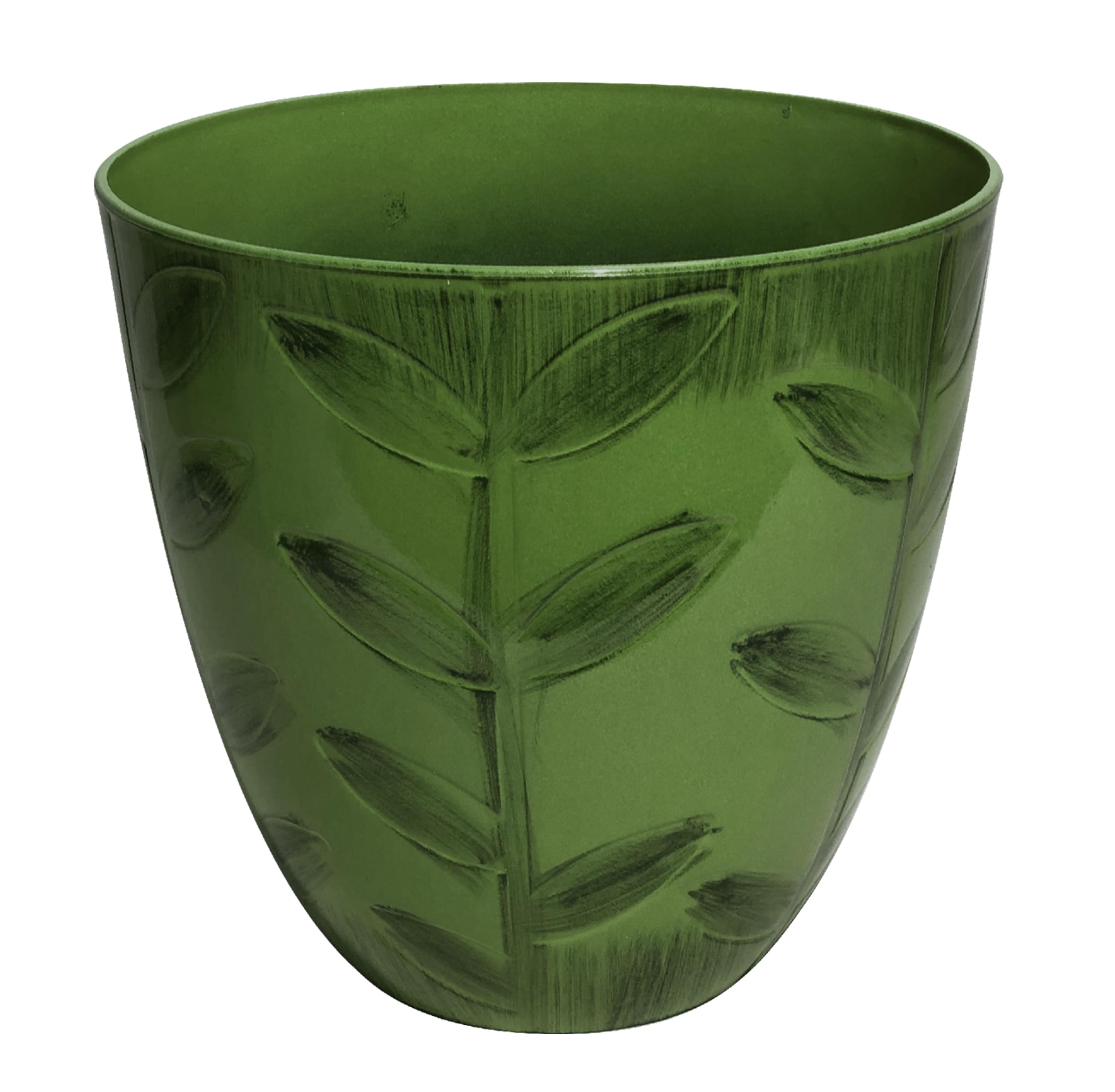Misco Plastic Glazed Leaf Planter, 11.61Inch in Height Planter and 12.99Inch in Diameter, Green Glazed Pot for Plants and Flowers for Indoor and Outdoor Use